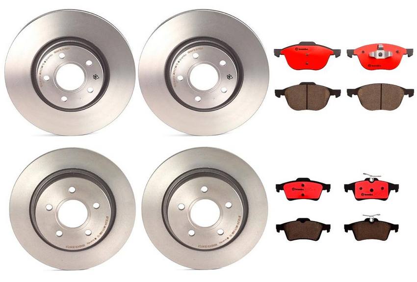 Volvo Brakes Kit Pads & Rotors Front and Rear (300mm/280mm) (Ceramic) 31341331 Brembo